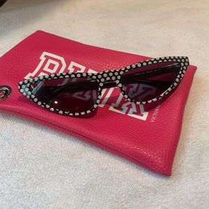 Victoria Secret Black Polka Cat Eye Sunglasses
